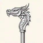 golden dragon's head cane image